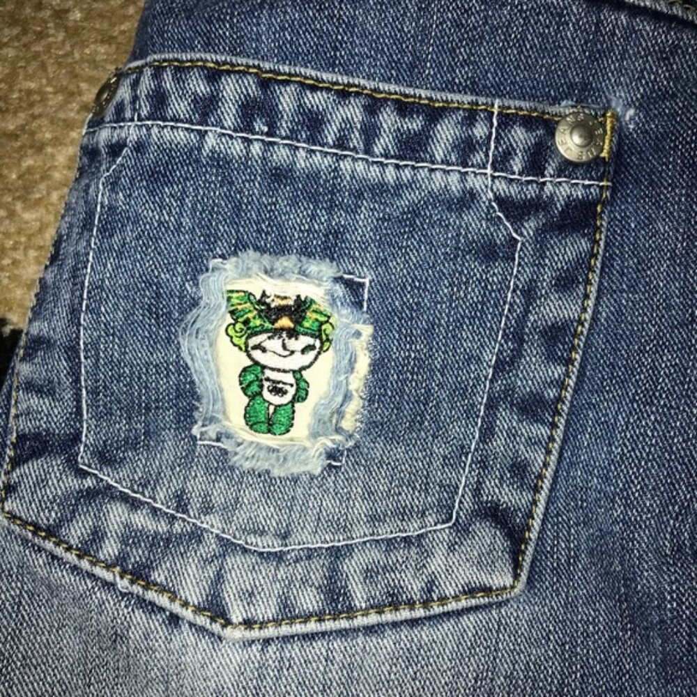 Patchwork Embroidered Unique Distressed Rare Cust… - image 7